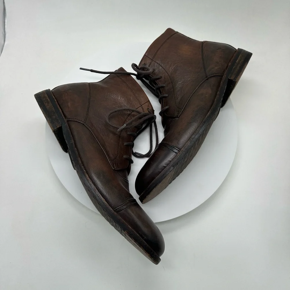 Frye | Sam Mid Lace Up Boots in Brown Leather